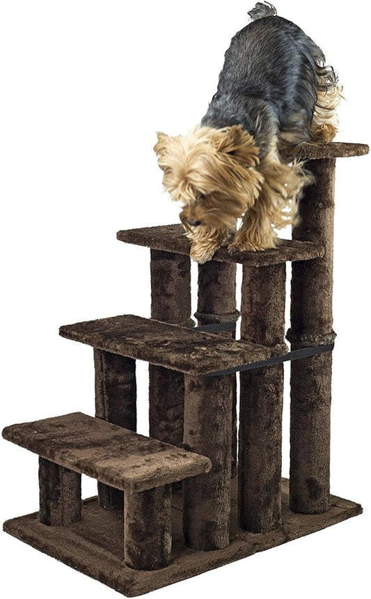 Furhaven Steady Paws Multi-Step Pet Stairs for High Beds & Sofas - Brown, 4-Step