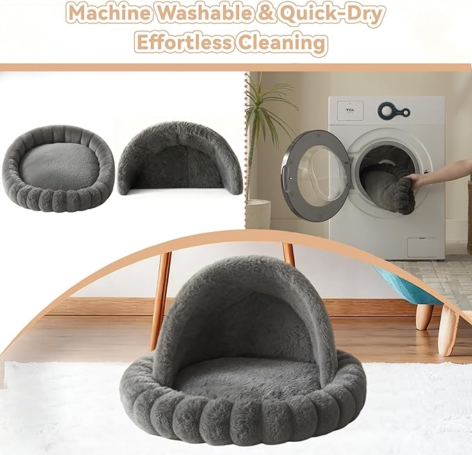 Dogpals 360° Rotating Cat Bed for Desk, Height Adjustable Cat Perch with Semi-Enclosed Design & Removable Cushion, No-Drill Clamp fits up to 1.18" Desk, Supports 9lbs for Office, Gaming Table