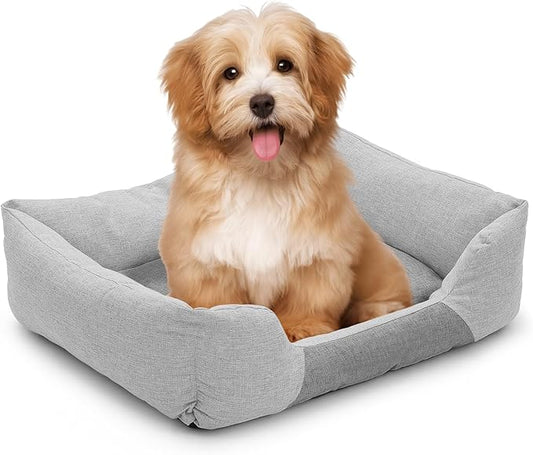 Athena Collection Dog Bed Medium Size Dog, 27 Inches Washable Dog Bed for Medium Cats Pets, Cozy Soft Warming Fabric with Nonskid Bottom, Grey
