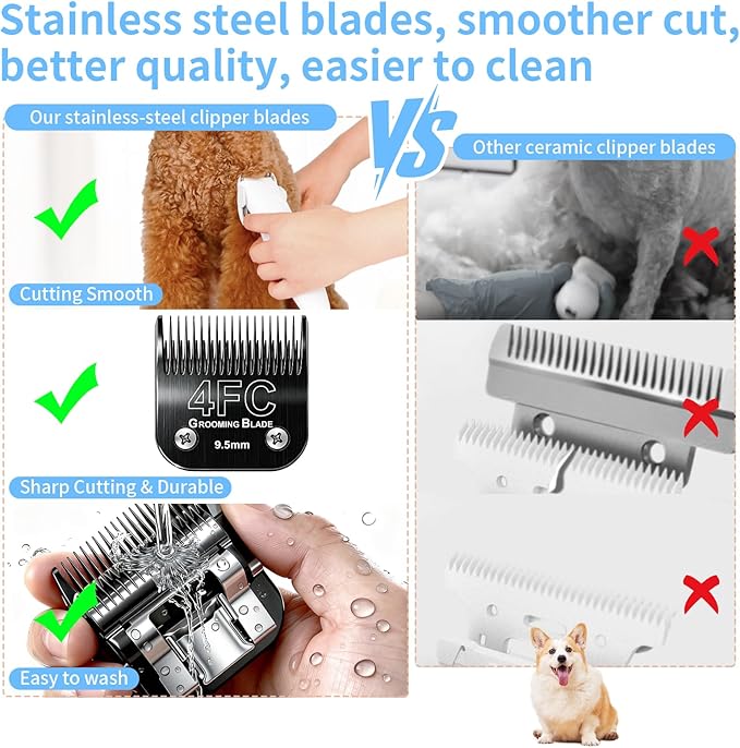 Size 4FC+5FC+7FC Detachable Dog Grooming Blades, Compatible with Andis, Oster A5, Wahl KM10 Series Clippers, Cut Length 3.2-9.5mm, Black