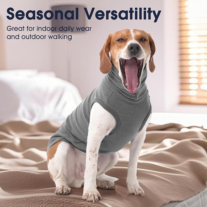 IECOii Dog Fleece Vest Sweater - Stretch Warm Pullover with Turtleneck,Grey,Large, Easy On/Off Winter Dog Sweater for Medium Large Dogs Girl Boy, Winter Fall Jumpsuit with High Neck