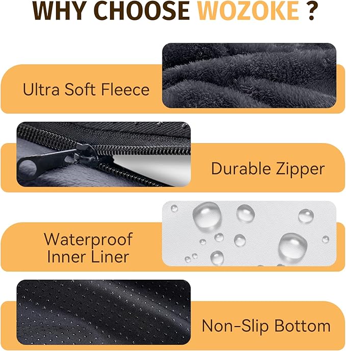 Orthopedic Waterproof Large Dog Bed: Memory Foam Washable Dog Bed with Bolsters - Removable Orthopedic Cover for Medium L XL Large Sized Pet - Non-Slip