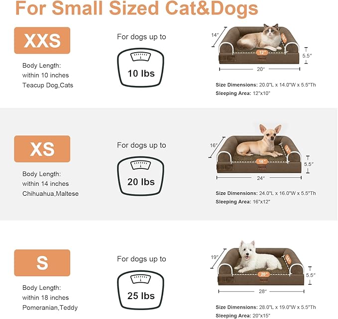 Medium Dog Bed Orthopedic Washable: Beds Bolster Medium Sized Dogs Bed Egg Crate Foam Couch Sofa Waterproof with Removable Cover - Dark Coffee