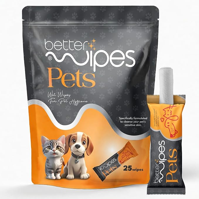 Pets - Extra Thick Pet Wipes for Dogs & Cats | Ultra Soft Dog Wipes for Paws, Face, Ears & Body | Hypoallergenic, Alcohol-Free Cat Wipes | Travel-Friendly Pet Cleaning Wipes | 25 Count