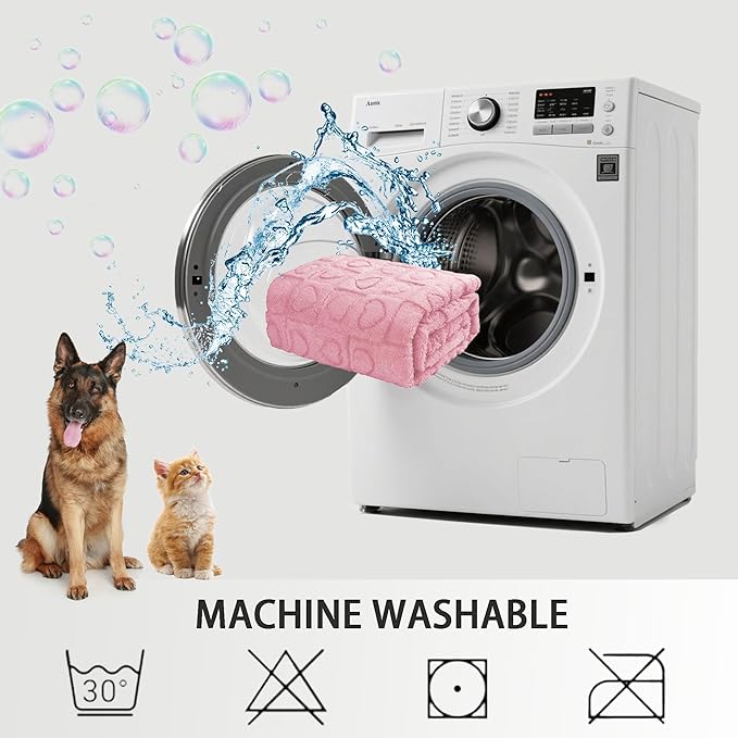 gogobunny Calming Plush Dog Cat Blanket 300GSM Coral Fleece, Ultra-Soft Machine Washable Pet Bedding for Small Medium Dogs Cats Puppies Kittens (Pink, 30x40)