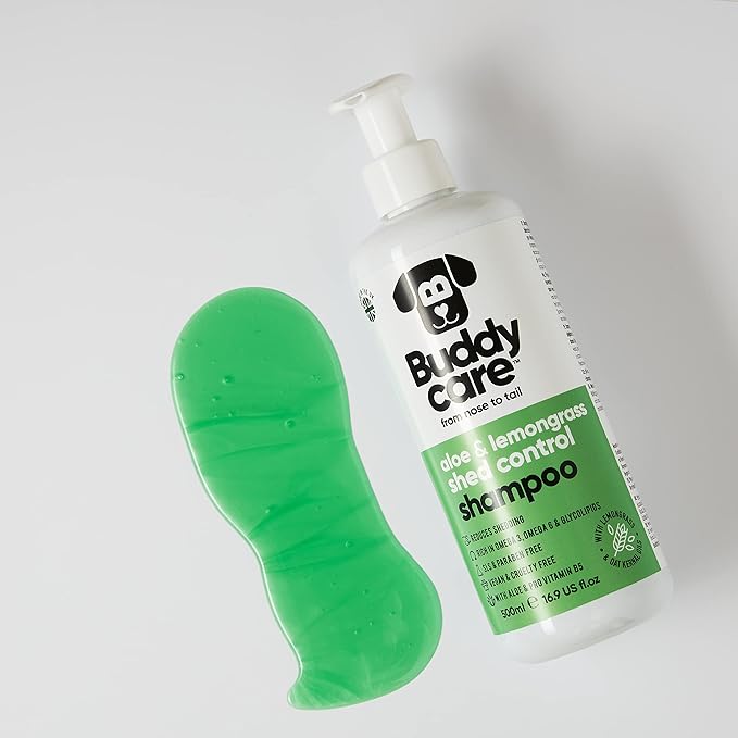 shed Control Dog Shampoo by Buddycare | Dry Skin & Itchy Skin Relief for Smelly Dogs | Deep Cleansing for Dogs Puppy Sensitive Skin | Lemongrass Scented | with Aloe & Vitamin B5 (16.90oz)
