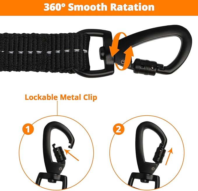 jenico Long Dog Leash 25FT: Heavy Duty Nylon Rope Leashes for Dogs Training with Reflective Threads Bungee and Padded Handle - Dog Lead for Large Small Medium Dogs Outside Walking Hiking