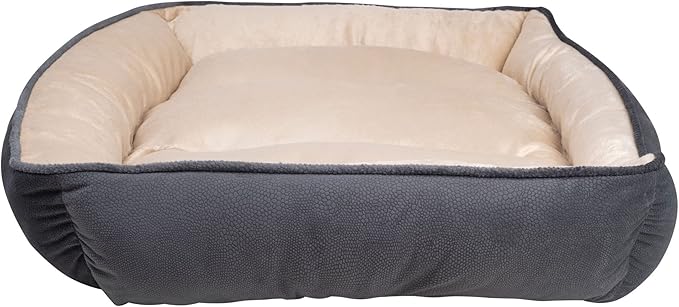 long rich Luxury Embossed Rectangle Micro Mink Dog and Pet Bed, Large, Burn Out Grey by Happycare Textiles, 24"x34"
