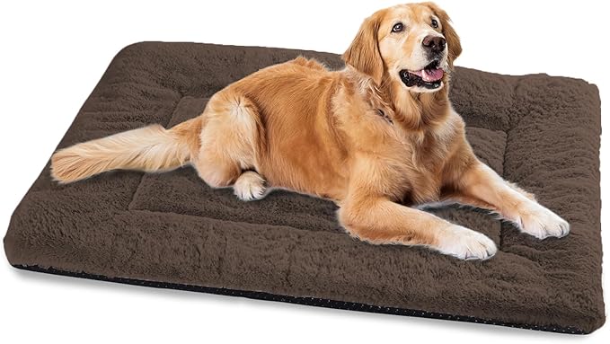 Dog Bed, Dog Crate Mat Washable, Ultra Soft & Anti-Slip S Dogs Bed Fit Dogs Crates & Kennels (Curry, 48.0" L x 30.0" W x 1.5" Th)