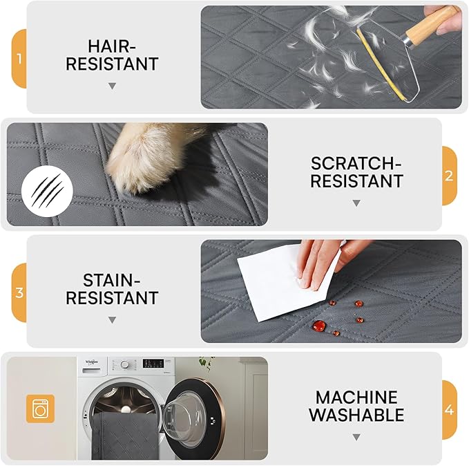 Luciphia 100% Waterproof Couch Cover Blanket for Dogs Anti-Slip Pet Couch Protector Sofa Mat Puppy Cat Blanket with Non-Slip Bottom, Grey, 82x102 Inch