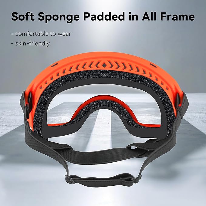 PETLESO Dog Goggles for Large Breed, Clear Dog Sunglasses Anti-UV Wide View Medium Large Pet Eye Protection for Driving Riding Hiking, Adjustable Straps, Orange