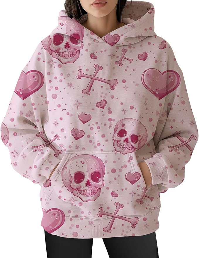 Womens Cat Print Hoodies Trendy Funny Cat Graphic Long Sleeve Sweatshirt Y2k Streetwear Hooded Pullover Tops