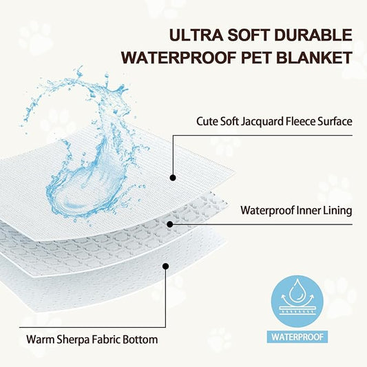 Waterproof Blanket for Dog Cat or Adult, Cute 3D Textured Paw Dog Blanket for Bed Couch Sofa, Soft Liquid Pee Proof Pet Furniture Protector, 50"x60", Navy Blue