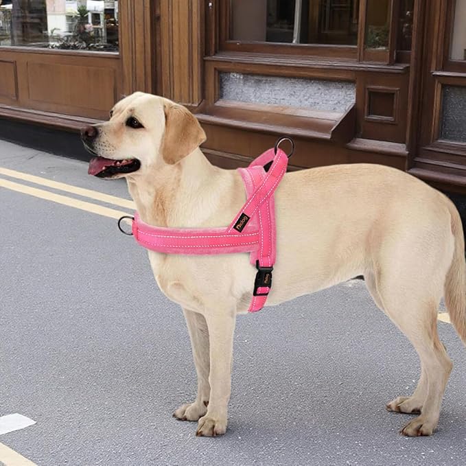 Didog No Pull Dog Harness with Soft Flannel Padded,Reflective & Quick Fit Light Weight Dog Strap Vest Harness,Easy for Walking Training for Small & Medium and Large Dogs(Pink,S)