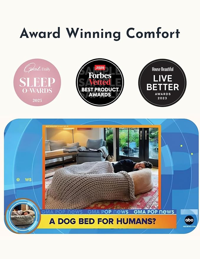 Plufl, The Original Human Dog Bed for Adults, Kids, and Pets. As Seen on Shark Tank. Comfy Plush Large Bean Bag with Memory Foam, Machine Washable, and Durable. Perfect nap and Floor Bed - Beige