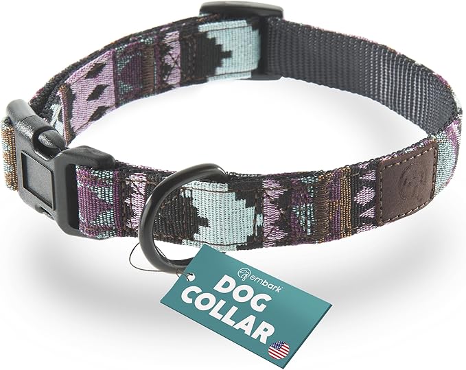 Embark Adventure Dog Collar – Stylish & Durable Nylon Collar for Medium Dogs, Comfortable & Adjustable Pet Collar for Medium Sized Dog with Strong Buckles