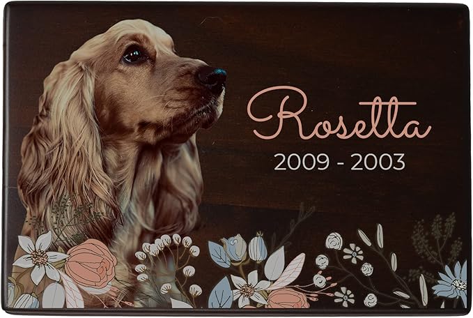 Custom Pet Keepsake Urns for Dogs, Wooden Box for Pet Ashes with Photo for Your Beloved Pets, Pet Cremation Urns for Pet Lovers - Small, 6" x 4" x 2.75" (Design 8)