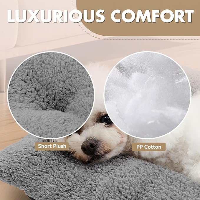 Athena Collection Small Dog Bed, 28 Inches Washable Dog Crate Bed for Small Dogs Puppy Cats Pets, Faux Fir Calming Crate Pad Warming Cozy Soft, Grey
