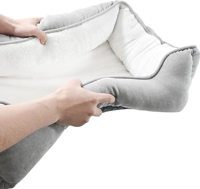 long rich rectangle bolster Pet Bed, Dog bed medium size, Gray With, 25x21x8 Inch (Pack of 1) (HCT-REC-005)