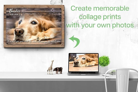 MUNDAZE Custom Pet Portrait Memorial Gift – Personalized With Dog or Cat Name and Quote, Metal Print on Rustic Wood Frame – Sympathy Gift for Loss of Pet – Custom Name – Made & Shipped in USA