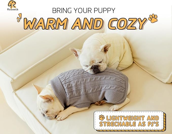 2 Pack Dog Sweaters for Small Dogs - Puppy Medium/Large Warm Clothes in Winter, Turtleneck Pullover Design for Boy Girl Pet, Doggie, Cat, Kitten Chihuahua Bulldog Pug Beagles (3XL, Grey, Pink)
