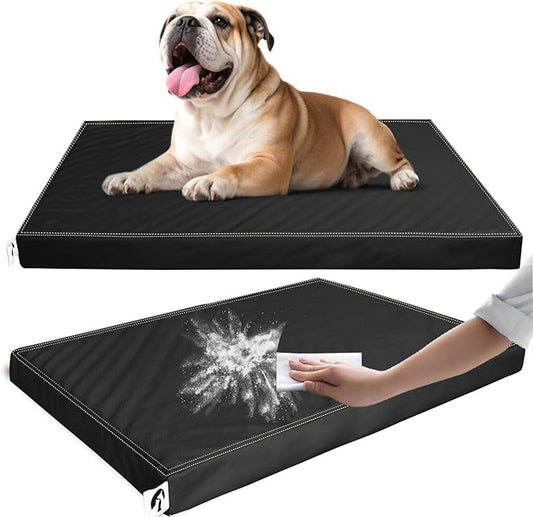 Medium Dog Bed with Removable Washable Faux Leather Cover, Non-Slip,for Pets Up to 30 lbs