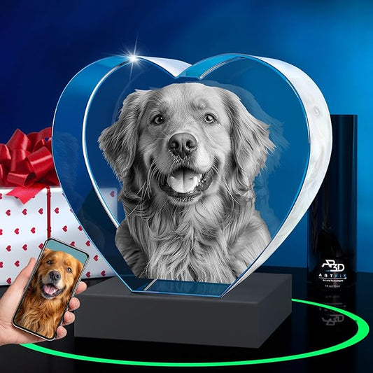 ArtPix 3D Crystal Photo, Christmas Personalized Gifts for Women, Wife, Her, Him, Men, Husband, Grandma, Great Xmas Customized Gift with Your Own Photo, Custom Glass 3D Laser Etched Picture Wedding