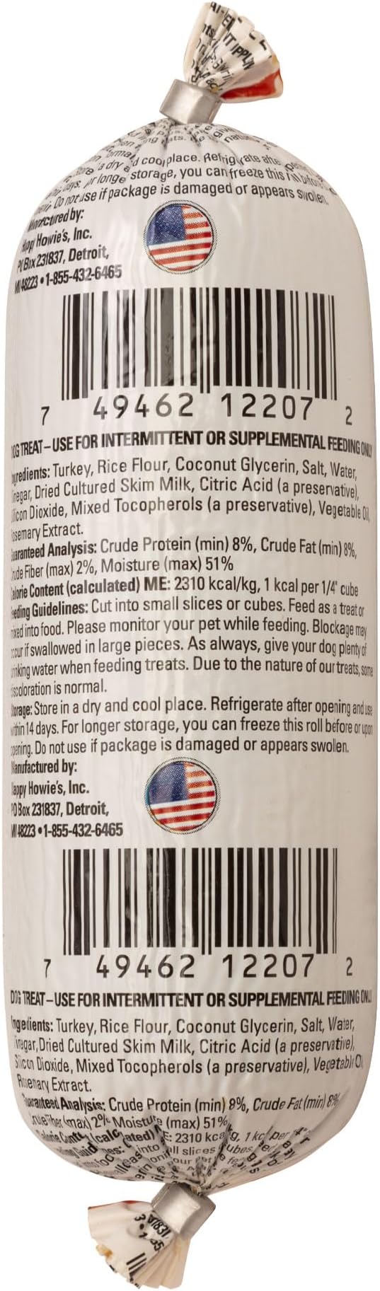 Happy Howie's Soft Meat Roll Treat - Soft Dog Food Rolls, High Protein, Natural Ingredients, for All Dogs, Made in USA - Turkey, 7 Oz (Pack of 1)