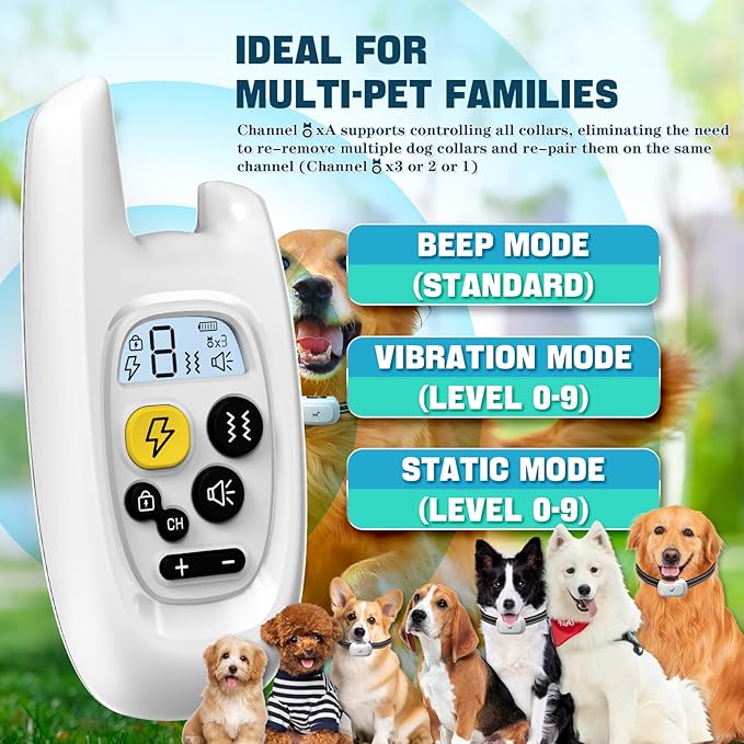 Dog Shock Collar with Remote - [2025 Newly Upgraded] Dog Training Collar for Small Medium Large Dogs, Rechargeable E Collars for Dogs Training, IPX7 Waterproof Electric Collar with Shock-Lock