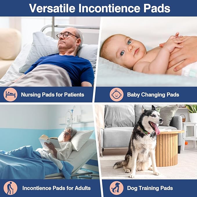 MKISS Tear-Resistant Bed Pads 40" x 40"(40 Count), Disposable Super Absorbent Incontinence Underpads, Extra Large and Thicken Chucks Pads for Adults, Children, Babies, Elderly and Pets