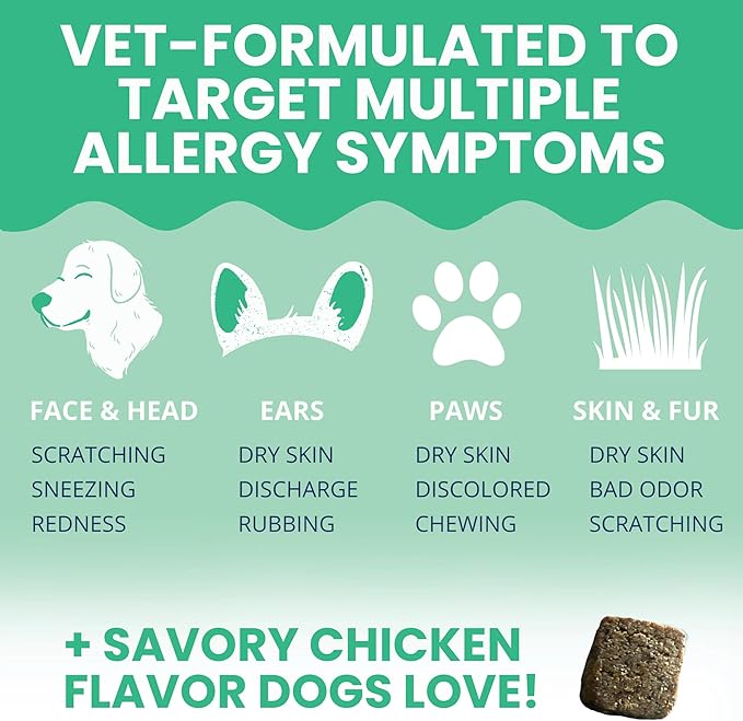 Under the Weather Allergy & Itch Pet Allergy Chews for Dogs | Vet Formulated Skin Support for Canines | Soothing Dog Allergies and Itching Relief Supplement | 60 Count