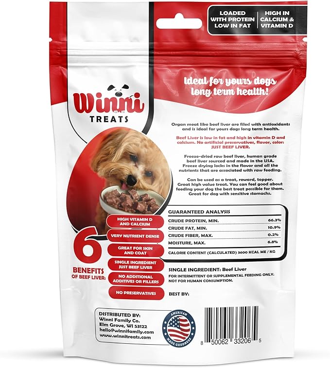 Freeze Dried Raw Beef Liver Dog Treats - Limited Ingredient, Preservative Free, High Protein, Low Fat Dog Treats - Raw Single Ingredient Treats for Pets - 4 oz