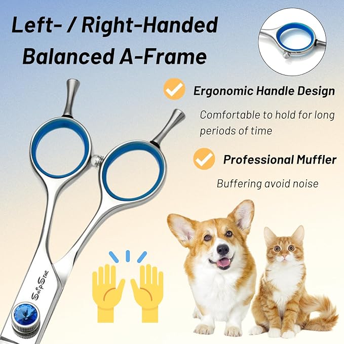 7.5inch Curved Dog Grooming Scissors, VG10 Stainless Steel Sharp Professional Dog Scissors for Grooming, 25° Bend Safety Pet Trimming Shears for Dogs Cats Groomer, with Ergonomic Handle