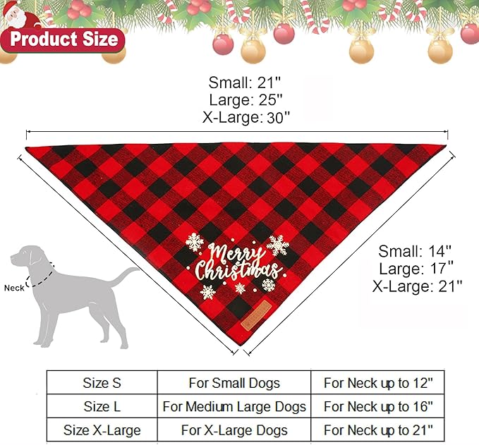 ADOGGYGO 2 Pack Christmas Dog Plaid Bandana Triangle Bib Set Pet Christmas Bandanas Scarf Accessories for Small Dogs Pets (Small)