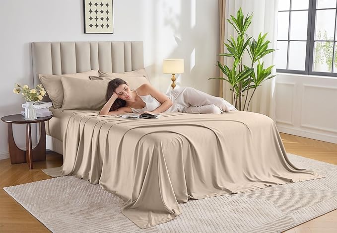 Pure Bamboo Twin Sheets, Genuine 100% Organic Viscose Derived from Bamboo Bed Sheet Set, Luxuriously Soft & Cooling, Double Stitching, 2 Year Quality Promise (Twin, Taupe)