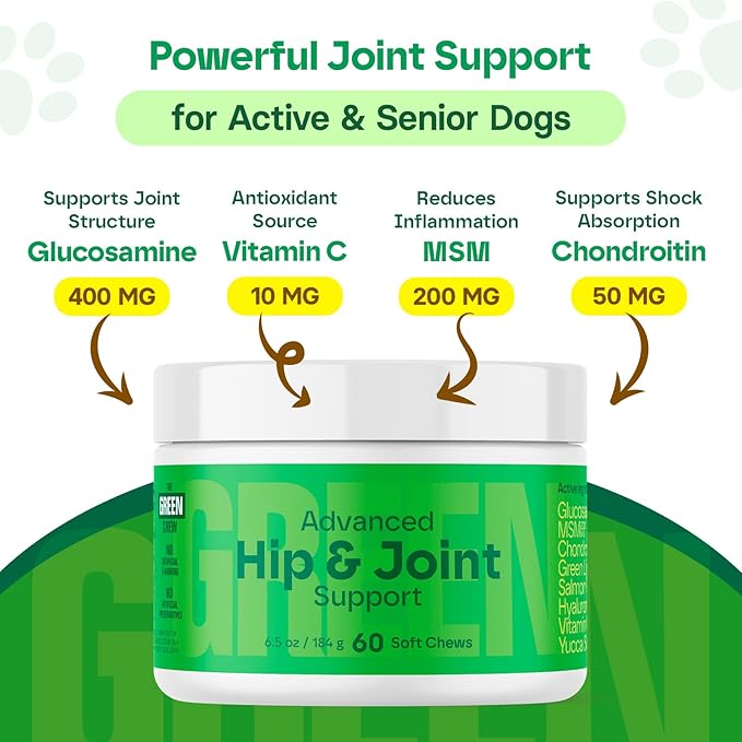 Hip & Joint Supplement for Dogs - Bacon Flavor Soft Chews - Mobility & Flexibility Support - MSM, Chondroitin, Glucosamine for Dogs - 60 Count, Dog Glucosamine for Small & Medium Breeds