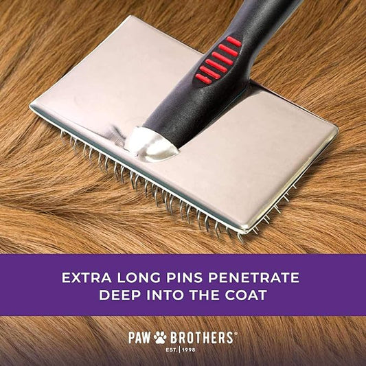Paw Brothers Grooming Tool and Nature's Specialties Conditioning Spray Bundle - Soft Pin Flat Slicker Brush for Dogs, X-Large - Quicker Slicker Detangling and Conditioning Spray, Ready to Use, 16 oz