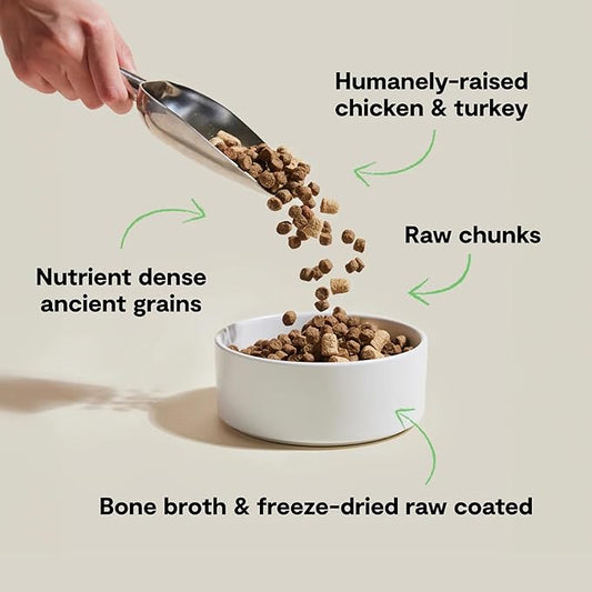 Open Farm, RawMix Dry Dog Food with Ancient Grains, Protein-Packed Kibble Coated in Bone Broth with Freeze Dried Raw Chunks, Chicken & Turkey, Open Prairie Recipe, 3.5lb Bag