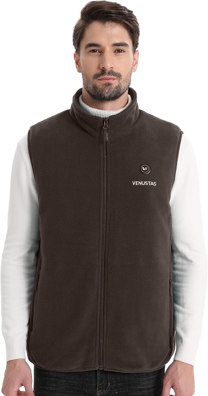 Venustas Men's Fleece Heated Vest with Battery, Lightweight Insulated Electric Vest