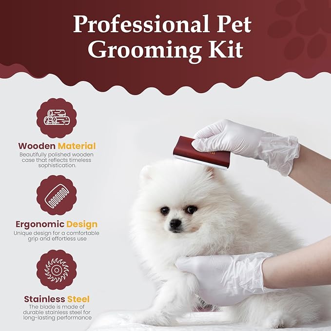 Deshedding Brush for Dogs & Cats | Pet Grooming Tool | Removes Loose Fur, Dirt & Hair | Small, Medium & Large Pets |Ergonomic Handle| Cat Brush | Dog Brush (Brown, 5 inch) Gift