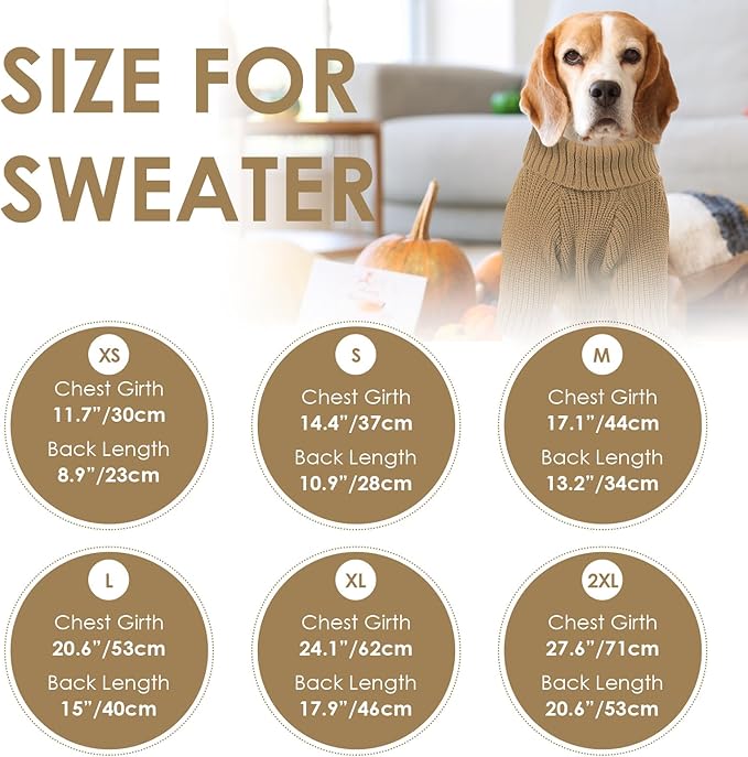 SUNFURA Dog Sweater Large Size Dogs, XL Dog Sweaters for Winter, Extra Large Breeds Girl Boy Pullover, Pet Knitted Knitwear Fall Sweatshirt for Pitbull, Labrador Retriever, Camel X-Large