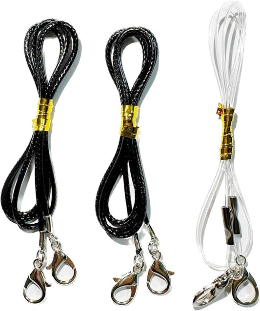 MikiLim 3 Pieces Replacement Strings for Cat Wand Toy - 2 Durable Paracord Strings and 1 Nylon Wire - Kitten Wand Toy Refill Wires with Lobster Clasps for All Lures, Cat Stick