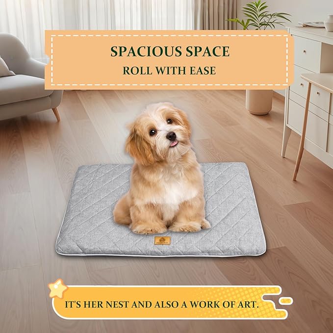 All-Season Dog Bed, Soft & Comfortable Dog Kennel Pad for Crate Durable Mat for Dogs & Cats,Ideal for Crate, Kennel(Gray, Large)