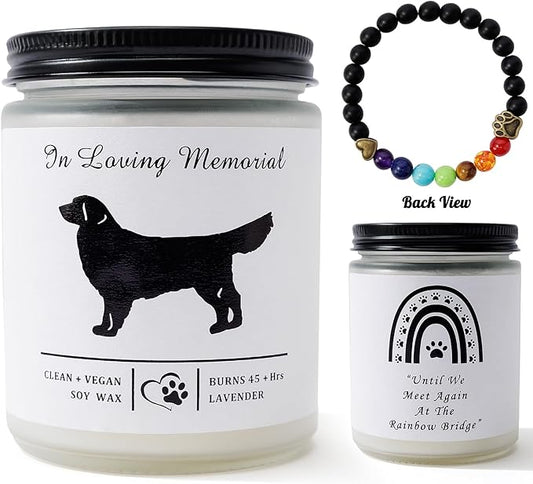 Soy Wax Scented Dog Memorial Candle, Loss of Dog Gift Candle, Dog Sympathy Candle, Dog Memorial Gifts for Loss of Dog, Thoughtful Sympathy, Remembrance - 7 Ounces (Golden Retriever)