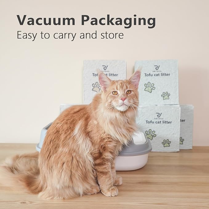 Raki Venus Tofu Cat Litter - Strong Clumping, Ultra Absorbent, Odor Control, Flushable, Low Tracking, Low Dust Tofu Litter Pellets - 4 Packs/24LB (Original Flavor)