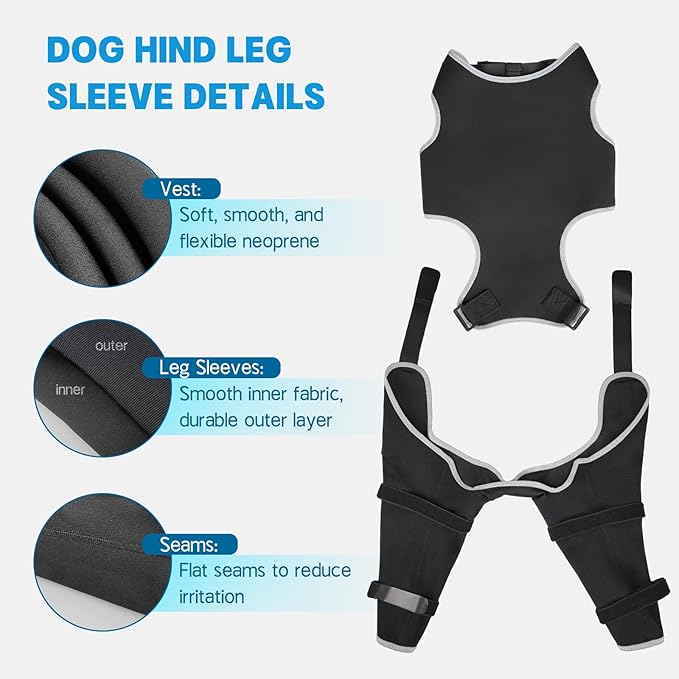 Dog Rear Leg Sleeve to Stop Licking, Adjustable Anti-Slip Recovery Sleeve Pants for Wound Protection After ACL/TPLO Surgery, Hot Spots, Lick Granulomas–Cone Alternative for Leg Healing,L