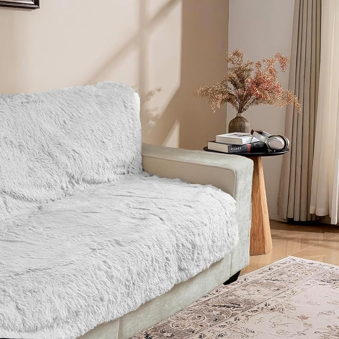 Dogs/Cats Bed Mats, Dog Pad Washable Removable Couch Cover with Anti-Slip Back, Plush Long Fur Mat, Perfect for Small, Medium and Large Dogs.(Magic Gray, 52"x82")