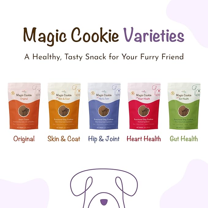 PawCo Dog Treats, Skin & Coat – Supports Skin Barrier & Coat Shine – Crunchy Dog Cookies with Omega-3 & DHA, Peanut Butter & Apple – Functional & Healthy Rewards for Dogs – Magic Cookie – 8.8oz