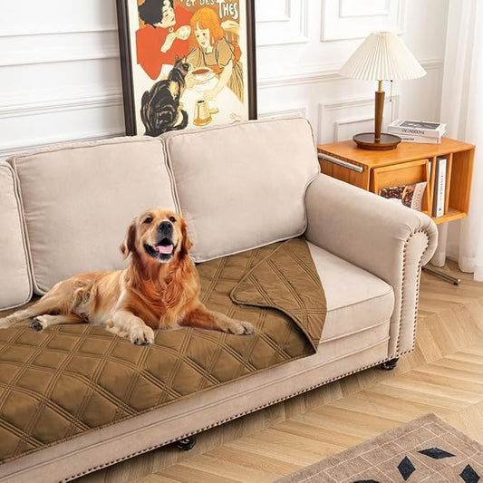 fuguitex Waterproof Dog Blanket Reversible for Small Dogs Resistant Leakproof Washable Couch Cushion Bed Protector Cover for Indoor Furniture Pet Friendly（30"*53",Brown+Brown