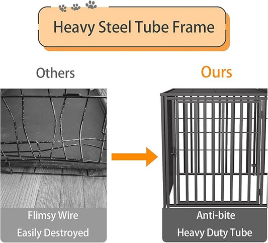 Steel Tube Heavy Large Dog Crate, 48" L x 28" H Dog Crates for Medium Large Dogs, Big Dog Cage, Dog Kennel, Puppy Dog Playpen with Top, Pet Cage, Indoor, New Model